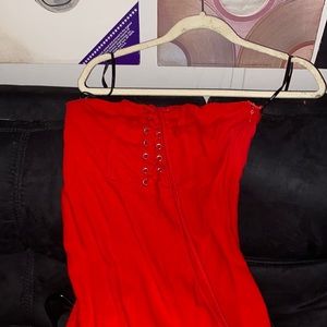 Red Strapless Tie-Up Forever 21 Dress
